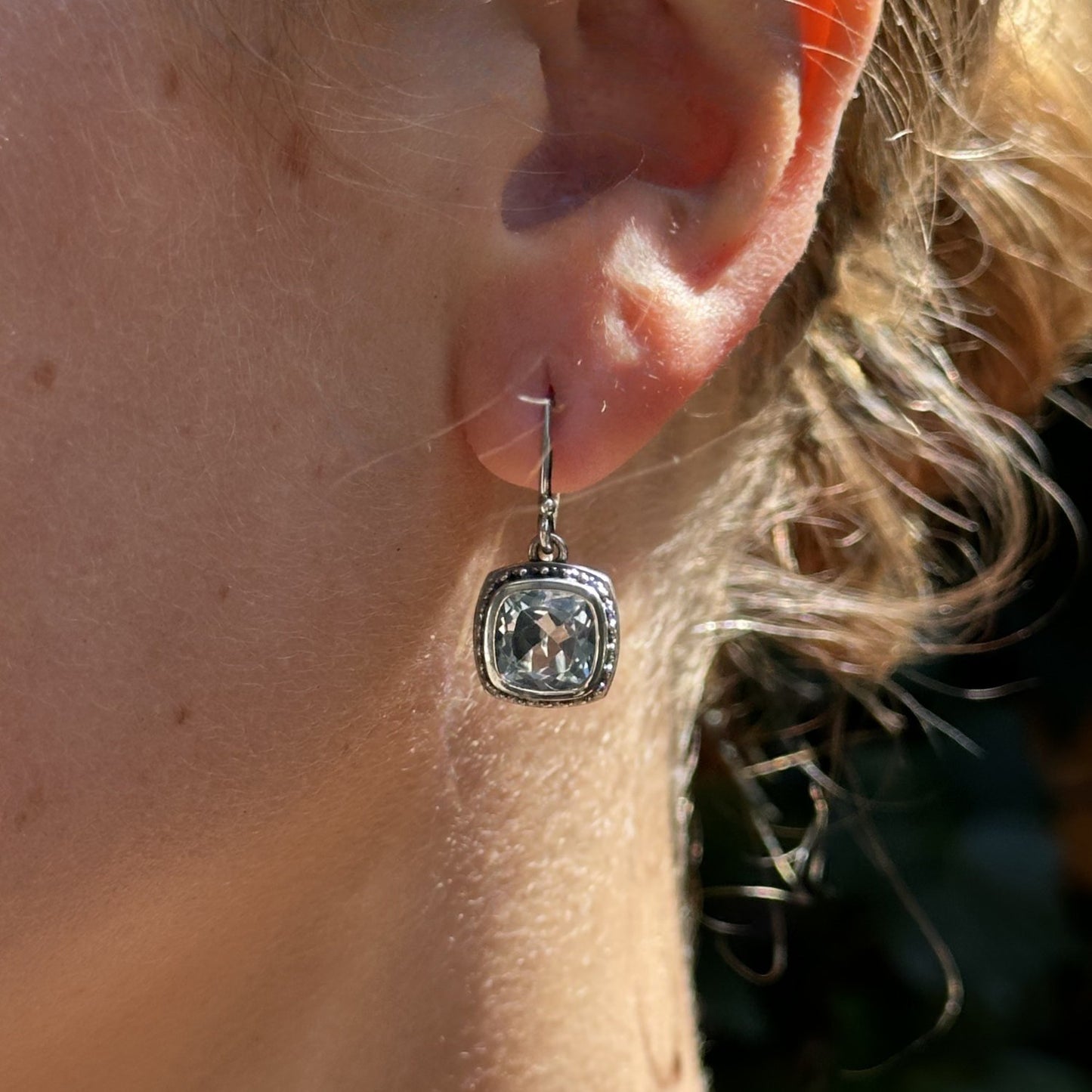 Cushion Drop Earrings – Sky Blue Topaz (QVC Era Archive)