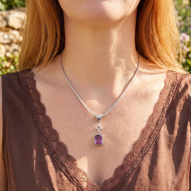 Pendant Necklace – Raspberry Topaz (Parisian Muse 2004 Archive)