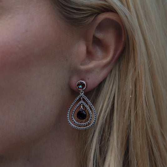 Post Earrings – Twilight Topaz & Amethyst (Parisian Muse 2004 Archive)