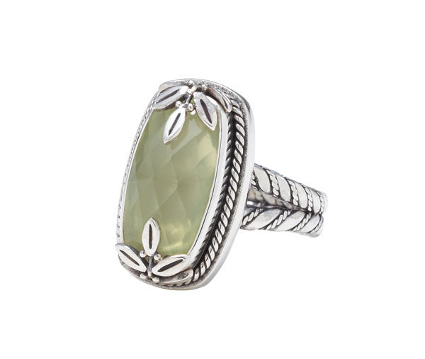 Cushion Rectangle Ring – Prehnite (Size 7 & 8, Wisteria 2008 Archive)