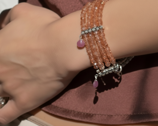 Four-Strand Beaded Bracelet – Sunstone & Pink Sapphire (Parisian Muse 2004 Archive)