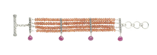 Four-Strand Beaded Bracelet – Sunstone & Pink Sapphire (Parisian Muse 2004 Archive)