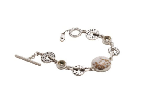 Dot Link Bracelet – Polka Dot Chalcedony & Smoky Citrine (Chrysalis 2008 Archive)