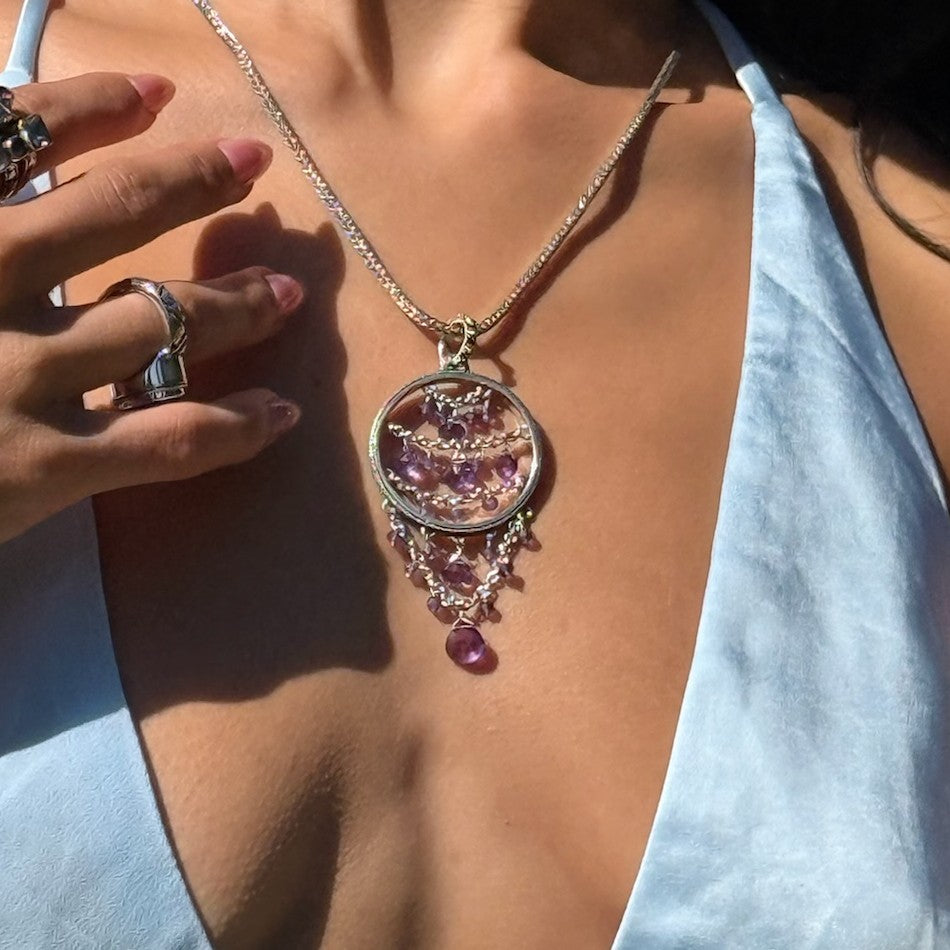 Chandelier Medallion Pendant Necklace – Amethyst (Parisian Muse 2004 Archive)