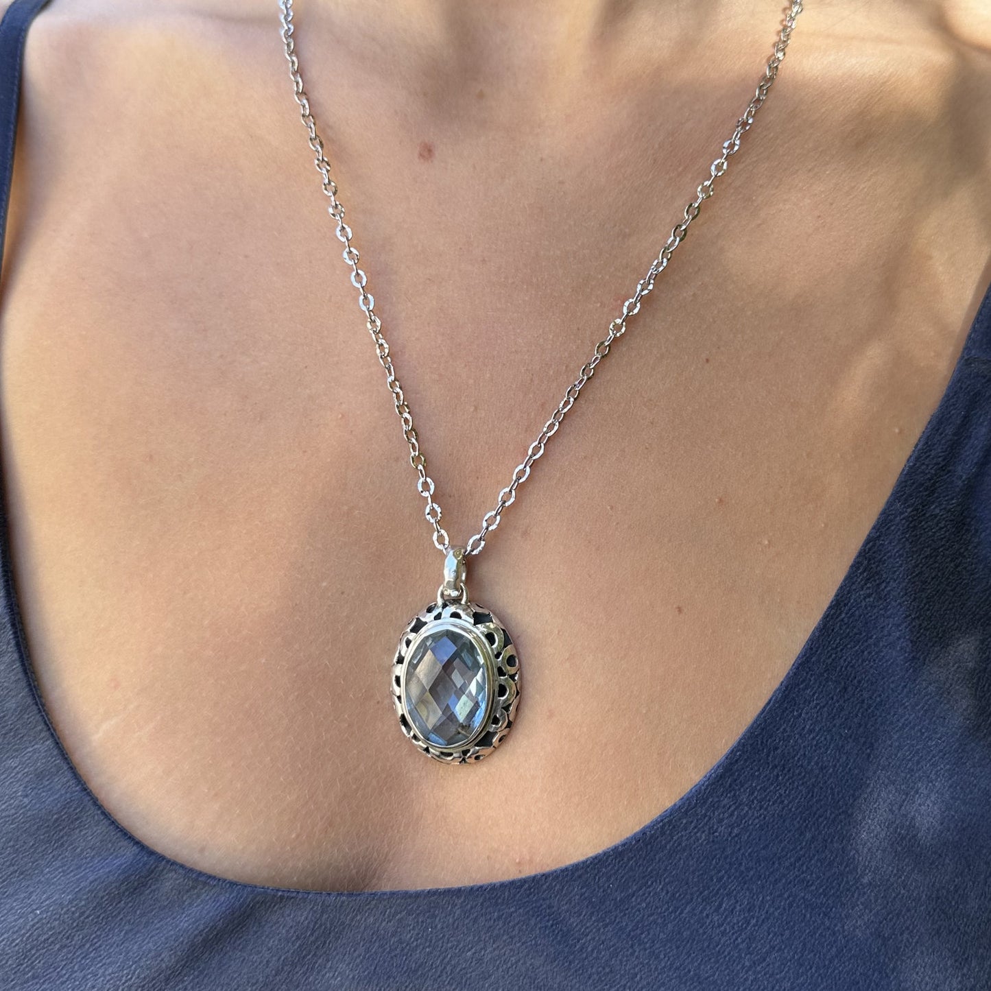 Oval Circles Pendant Necklace – Blue Spinel (Splash 2009 Archive)