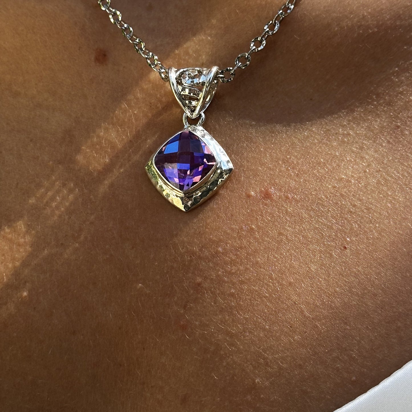 Cushion Drop Pendant Necklace – Rainbow Lavender Quartz (Splash 2009 Archive)