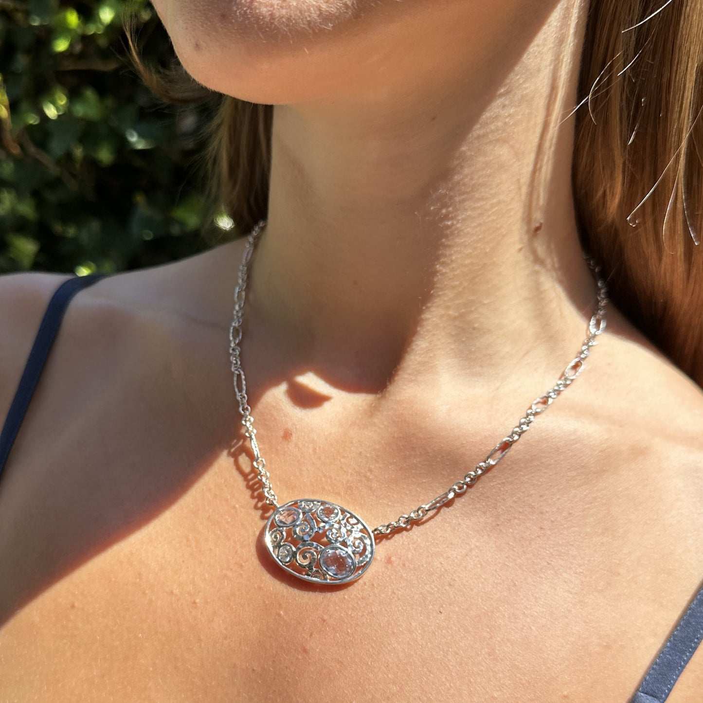 Swirl Necklace – Blue Spinel, White Quartz (Splash 2009 Archive)
