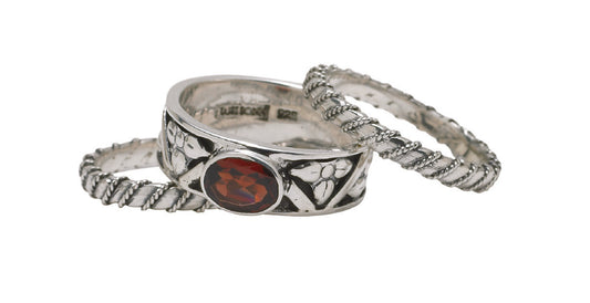 Three Band Stacking Rings – Garnet (Size 9, Cognac 2005 Archive)