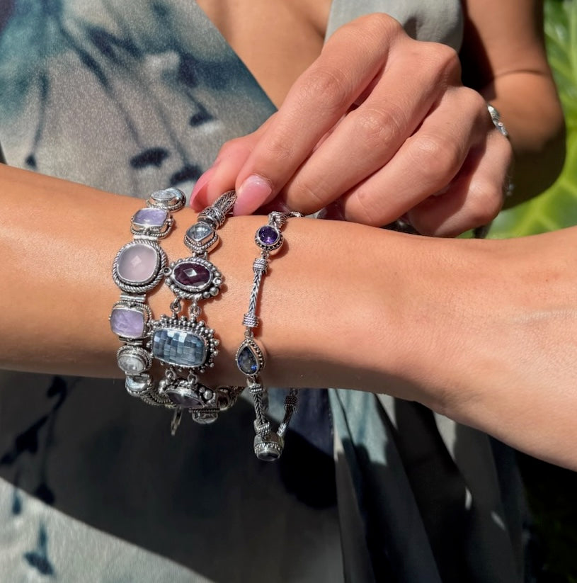 Snake Chain Bracelet – Blue Spinel, Alexandrite & Shell Mosaic (Cielo 2008 Archive)