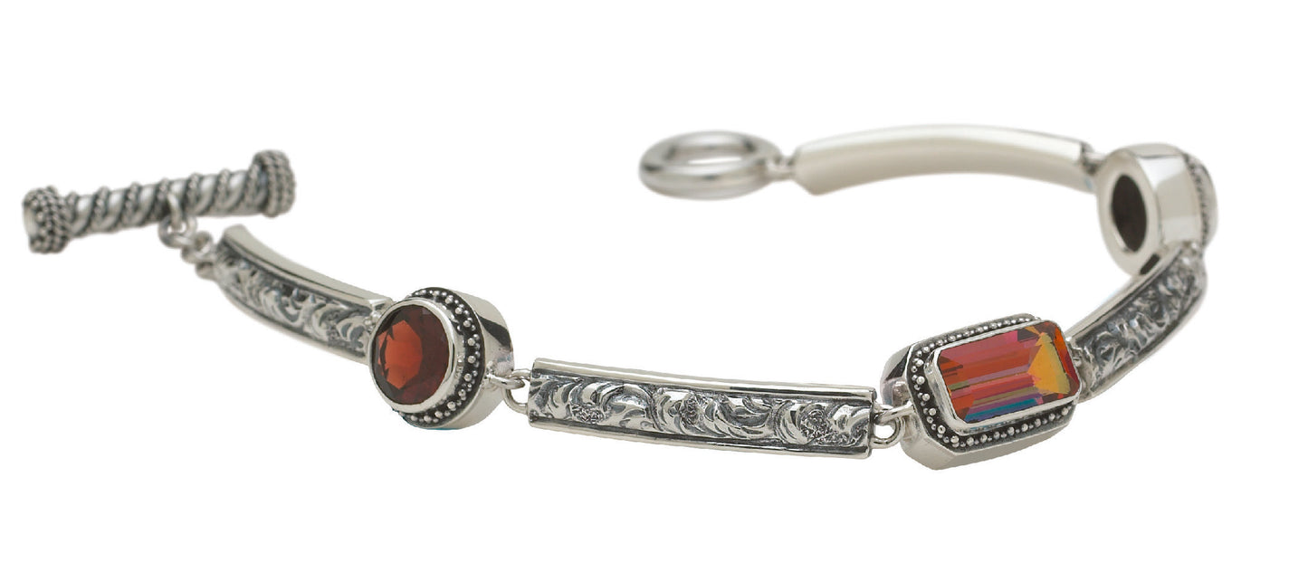 Repoussé Link Bracelet – Garnet & Deep Twilight Topaz (Sasha 2003 Archive)