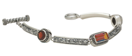 Repoussé Link Bracelet – Garnet & Deep Twilight Topaz (Sasha 2003 Archive)
