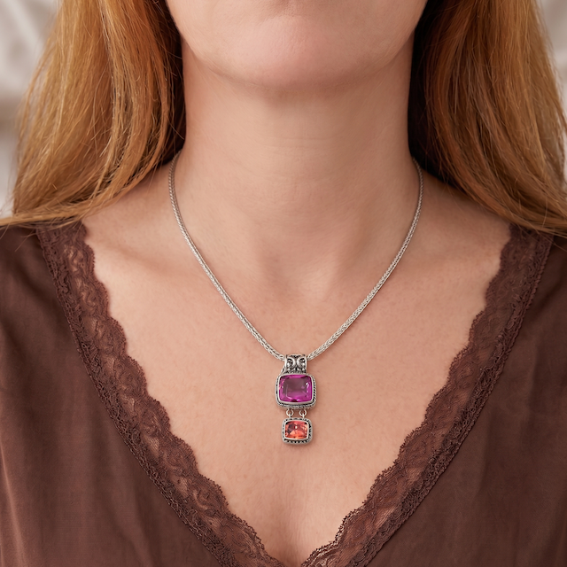 Pendant Necklace – Raspberry Topaz & Twilight Topaz (Parisian Muse 2004 Archive) | Sample